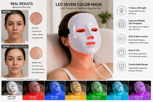 Máscara LED Facial 7 Colores — Fotonterapia Profesional en Casa